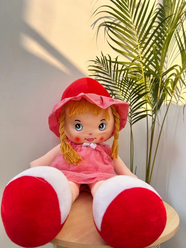 Large Red /Pink /Yellow Gingham Plush Rag Doll
